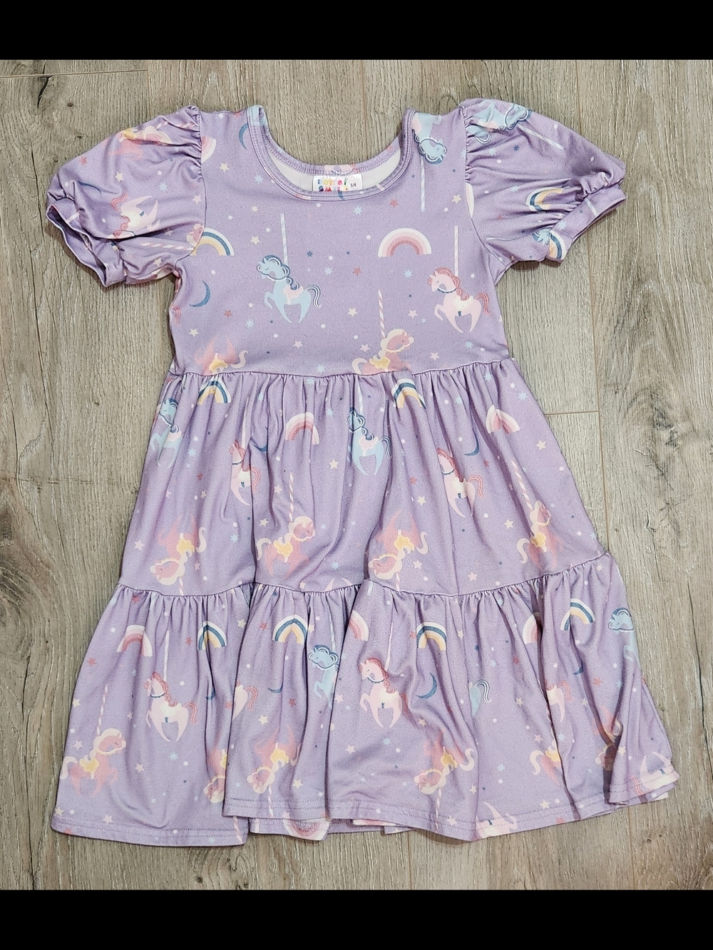 Girls' Dot Dot Smile Unicorn Tiered Dress